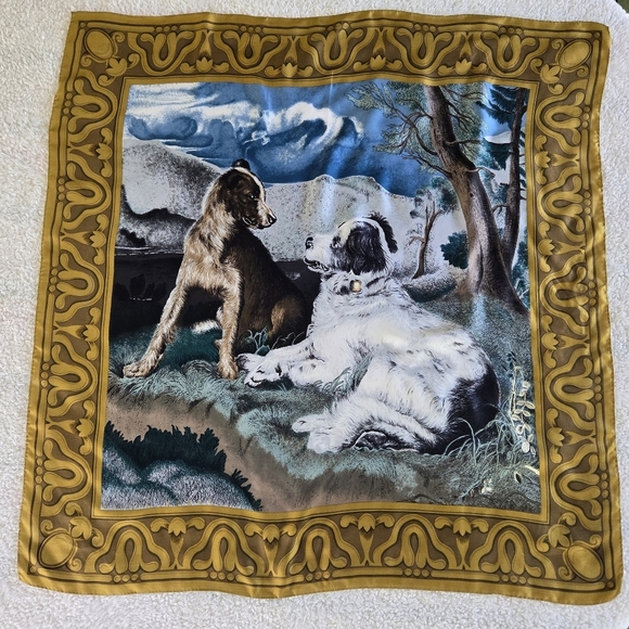 Vintage Perry Ellis Dog Scarf with Gold Border - Picture 4 of 4